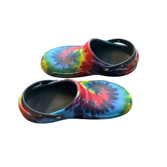 CROCS Men’s Bistro Graphic Slip-Resistant Works Clogs in Rainbow Tye-Dye Size 13 - Picture 4 of 5
